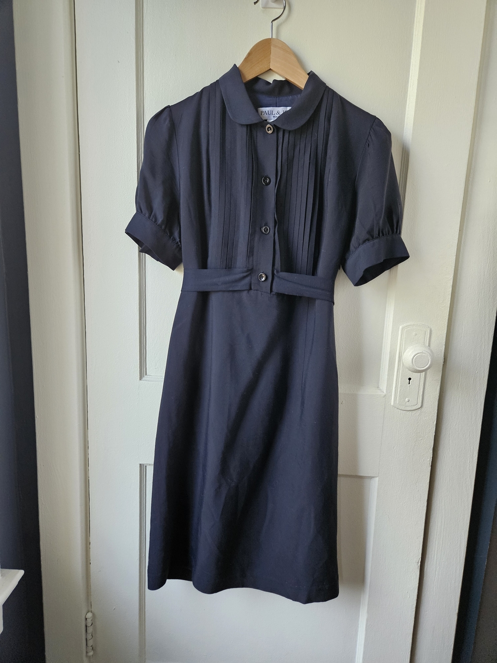 Paul & Joe Navy Pleated Short Sleeve Dress